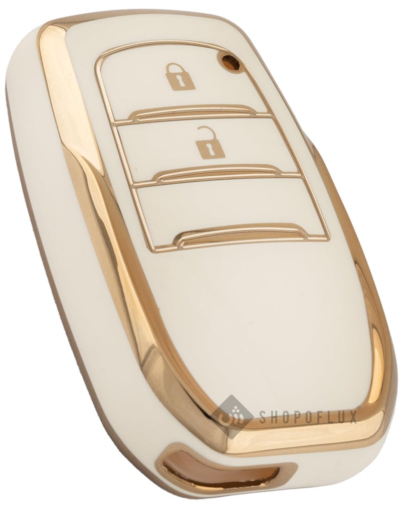 SHOPOFLUX TPU Key Cover Compatible with Toyota Innova Crysta | Hilux 2022 | Invicto Key Cover 2 Button Smart Key Only (White) - Image 1