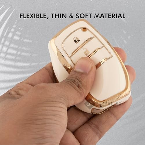 SHOPOFLUX TPU Key Cover Compatible with Toyota Innova Crysta | Hilux 2022 | Invicto Key Cover 2 Button Smart Key Only (White) - Image 4