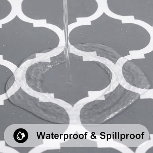 Smiry Rectangle Table Cloth, Waterproof Vinyl Tablecloths with Flannel Backing for Rectangle Tables, Wipeable Spillproof Plastic Tablecloth for Dining, Camping, Indoor and Outdoor (60"x84", Grey) - Image 2