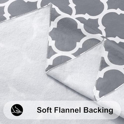 Smiry Rectangle Table Cloth, Waterproof Vinyl Tablecloths with Flannel Backing for Rectangle Tables, Wipeable Spillproof Plastic Tablecloth for Dining, Camping, Indoor and Outdoor (60"x84", Grey) - Image 5