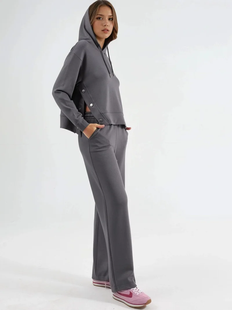 زوبعة Modal Touch Hooded High Waist Wide Leg Two-Piece Set Bersan Collection