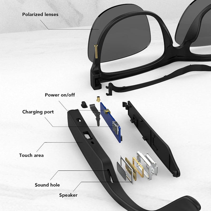نظارات بلوتوث, نظارات صوتية للتحكم باللمس, ميكروفون مدمج, مكبرات صوت ستيريو, نظارات شمسية عدسة تصفية الضوء الأزرق, متوافقة مع الموسيقى, الرد على المكالمة - Image 4