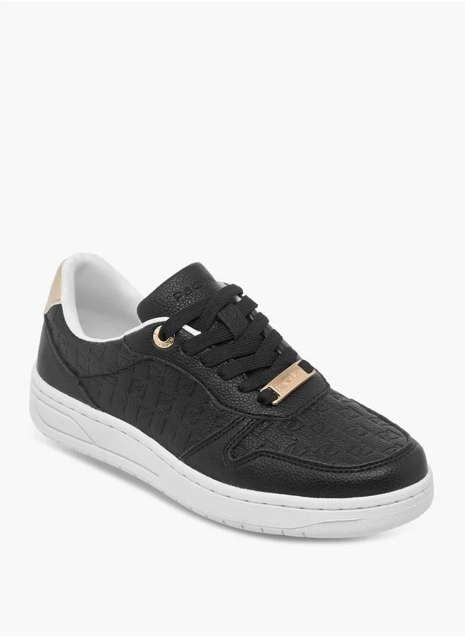 بابريكا Women's Monogram Embossed Sneakers With Lace-Up Closure