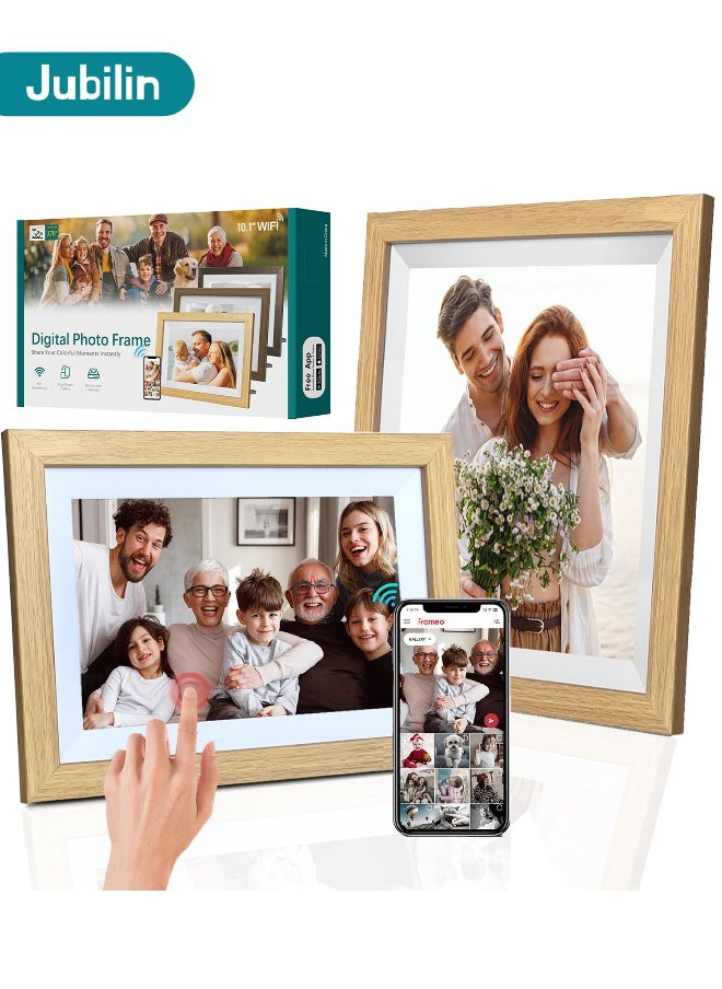 Jubilin Digital Picture Frame,Built-in 32GB| WiFi Digital Photo Frame with 10.1 Inch HD Touch Display, Send Picture/Video via Frameo App/USB-C/Micro SD, Easy Setup, Great Gift  - Image 1
