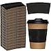 Patelai 100 Pcs Black Disposable Coffee Cup Sleeves for Hot Drinks Wavy Pattern Paper Corrugated Cup Sleeves for Heat Insulation Fits 12 16 20 22 24 oz Cold Bulk Jacket Holder - Image 1