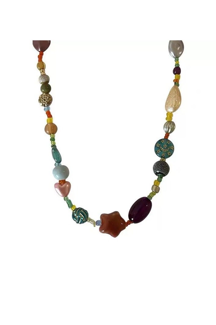 Goolsky قلادة تشوكر نجمة من زجاج الدوبامين الملهم للنساء - سلسلة رقيقة على عظمة الترقوة بأسلوب عرقي ملون، أسلوب إندي Y2K - Image 3