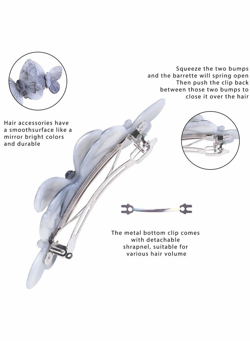 كاست ويف مشابك شعر على شكل فراشة، دبوس شعر صدفي للنساء على شكل فراشة، شعر أوتوماتيكي مستطيل متوسط الحجم - Image 2