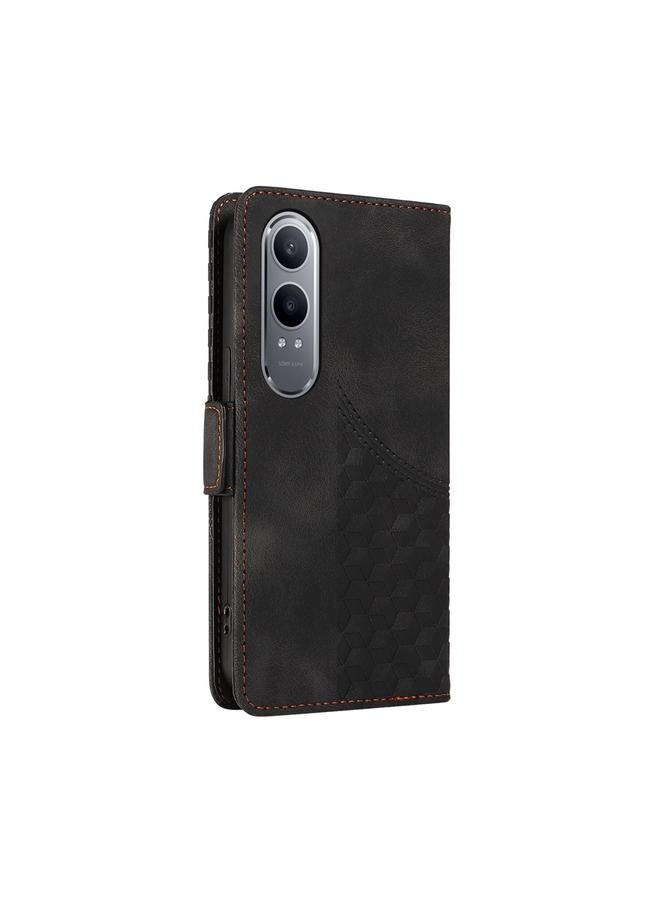 اس-توب جراب هاتف OPPO K12x من الجلد المنقوش على شكل معين مرصع بالنجوم - Image 3