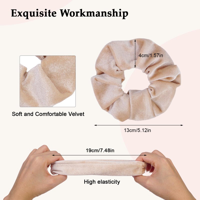 SEVEN STYLE Velvet Scrunchies for Women â€“ 8PCS Neutral Large Hair Ties â€“ Black, Blonde, Dark Brown, Light Brown â€“ No Crease, Frizz-Free, Soft & Gentle Elastic Hair Bands, Everyday Hair Accessories Gifts - Image 2