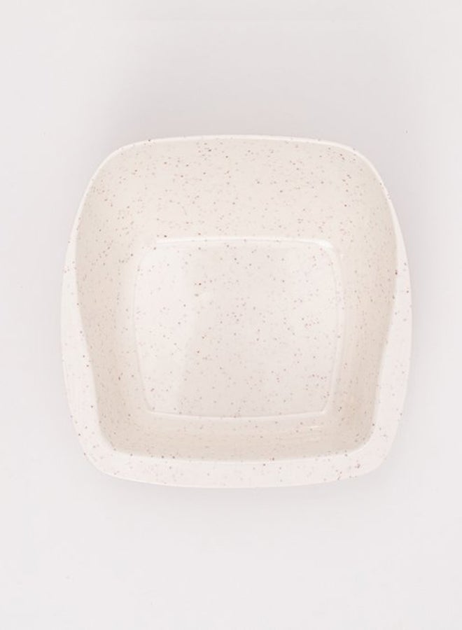 Bright Designs Melamine Square Serving Bowl  Set of 3  (L 26cm W 26cm H 9cm)  With fork and spoon Creamy with brown