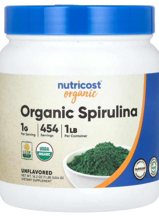 Nutricost Organic Spirulina Unflavored 16.2 oz (454 g)