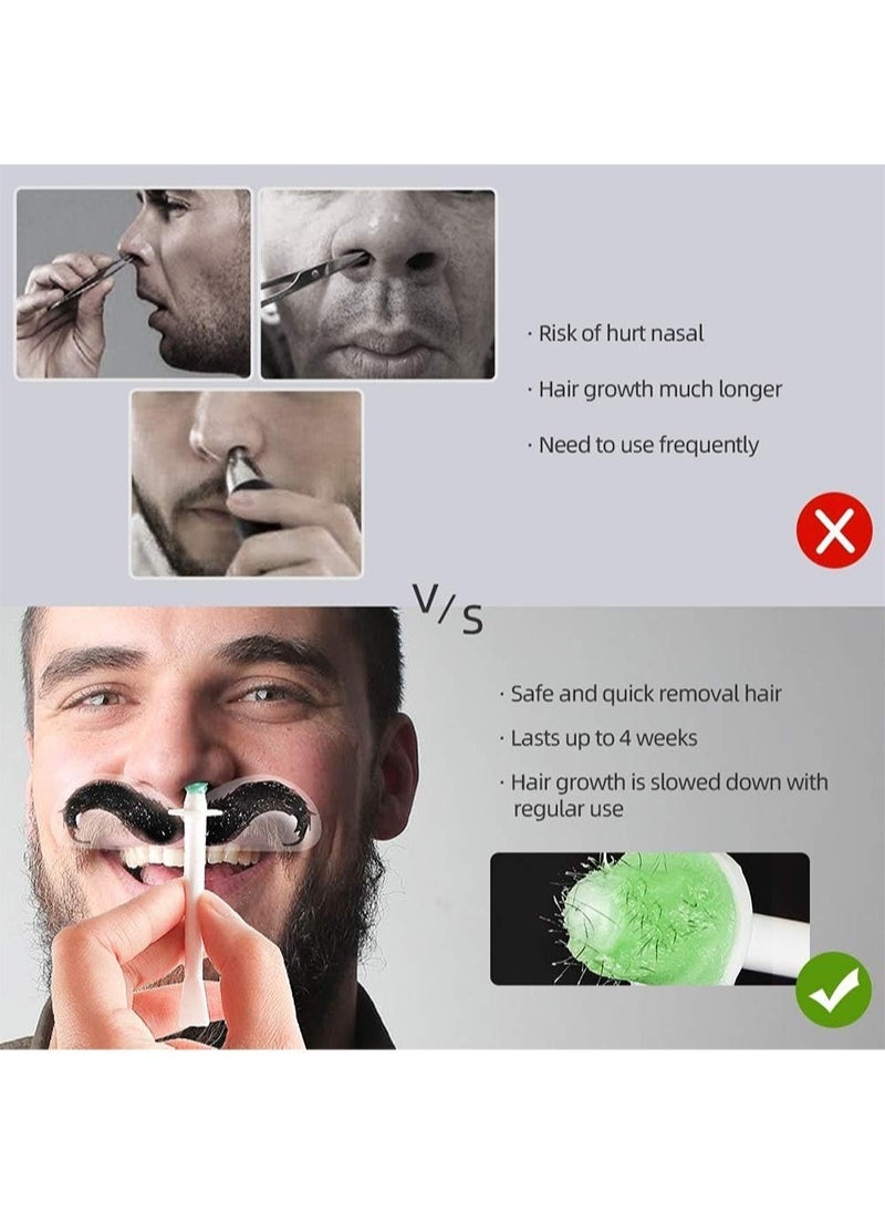 LIDDY Nose Wax Kit Nose Hair Removal Waxing for Men and Women, 50g Wax, 20 Applicators, 8 Mustache Stickers, 10 Little Cups for Removing Nose Eyebrow Hair, Safe Quick and Painless - Image 3