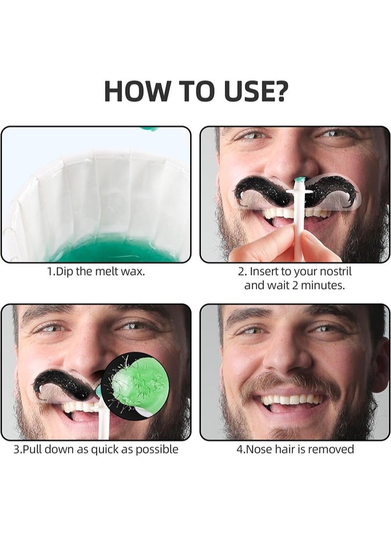 LIDDY Nose Wax Kit Nose Hair Removal Waxing for Men and Women, 50g Wax, 20 Applicators, 8 Mustache Stickers, 10 Little Cups for Removing Nose Eyebrow Hair, Safe Quick and Painless - Image 5