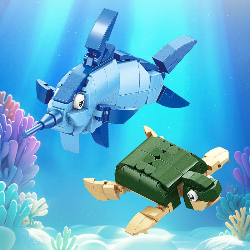 Ocean World Building Blocks – Sea Creatures Shark Crab Educational Toy - Image 5