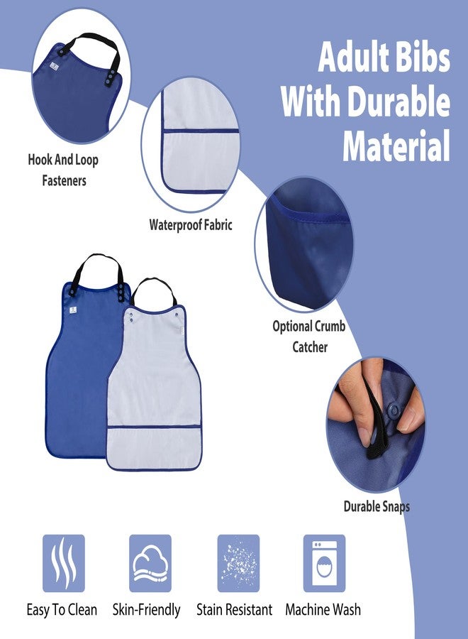 ZINGTERRA Adult Aprons with Crumb Catcher,3Pack Adjustable Aprons for Cooking,Waterproof Washable Men's Clothing Protectors,Reusable Large Feeding for Women Elderly - Image 4