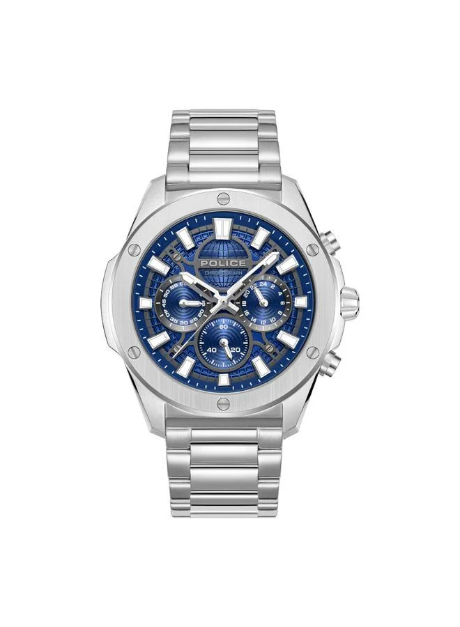 POLICE Moonstrike Blue Dial Stainless Steel Bracelet Chronograph Watch for Men, 43mm