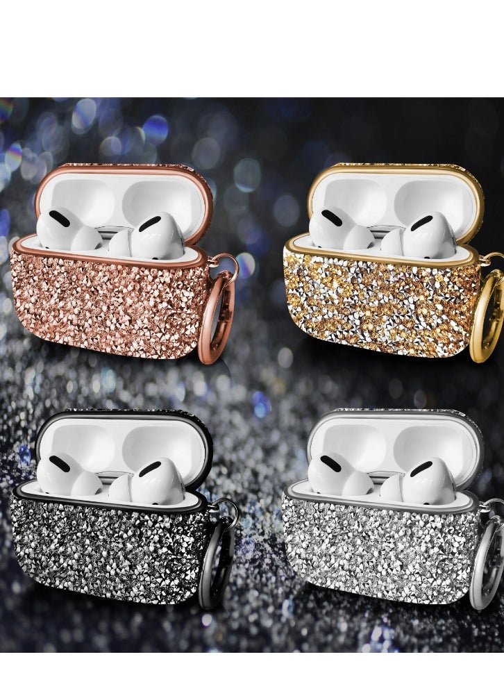ACLIX - Compatible with Airpods Pro 2 Diamond Case 3D Rhinestone Bling Glitter Crystal Shiny Sparkle Cute for AirPods Pro 2 Cover for Girls Women Wireless Charging Luxury Skin for AirPods Pro2-Black - Image 1