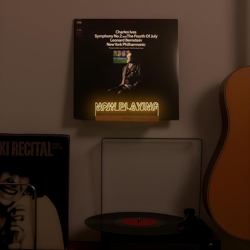 Onmiwod Light Up Now Playing Vinyl Record Stand Wall Mount  Record Holder Wall With Adjustable Warm White Light  Wooden Acrylic Holder For Vinyl Album Display And Storage  Gifts For Music Lovers - Image 2