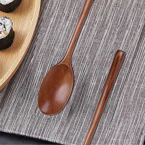 DaKuan 8 Pieces Wood Soup Spoons, DaKuan Wooden Ladle Spoon Set for Cooking Mixing Stirring Honey Tea Soda Dessert Coconut Bowl Nonstick Pots Kitchen- 9 Inch - Image 4