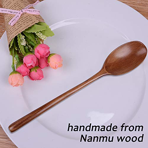 DaKuan 8 Pieces Wood Soup Spoons, DaKuan Wooden Ladle Spoon Set for Cooking Mixing Stirring Honey Tea Soda Dessert Coconut Bowl Nonstick Pots Kitchen- 9 Inch - Image 3