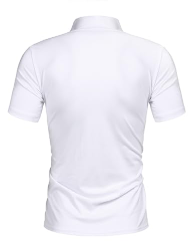 Poriff Men's Casual Mock Turtleneck Tops Short Sleeve Solid Color T-Shirts Basic Slim Fit Pullover Tees 2 Pack(Black+White) M - Image 4