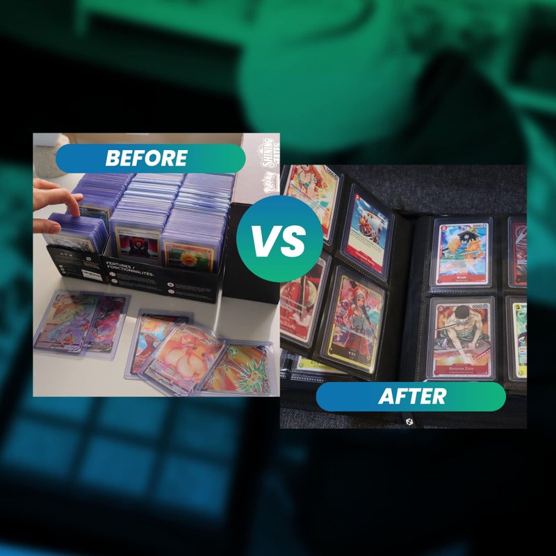 EVORETRO 4 Pocket Top Loader Binder for PokÃ©mon, MTG, Lorcana & Sports Cards â€“ Small Toploader Binder Fits 2x2 Toploaders 35ptâ€“55pt, 96 Slots with 2 PSA Slab Pockets - Image 5