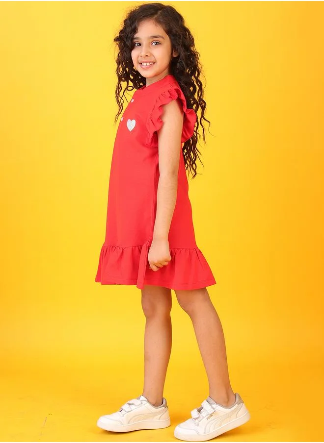 انثريلو Anthrilo Glitter Heart Detail Flutter Sleeves Dress