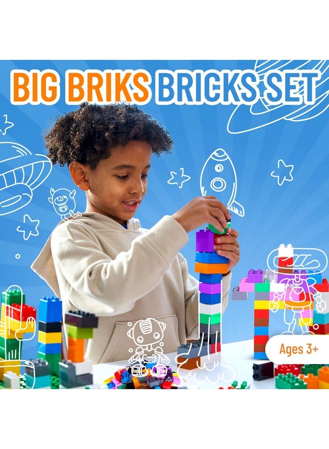 Strictly Briks كتل البناء الكبيرة المتوافقة مع ليغو دبلوم للأطفال والصغار، مجموعة هدايا الكتل الكبيرة للأعمار من 3 سنوات وما فوق، متوافقة 100% مع جميع العلامات التجارية الكبرى، 12 لون قوس قزح، 204 قطعة - Image 2