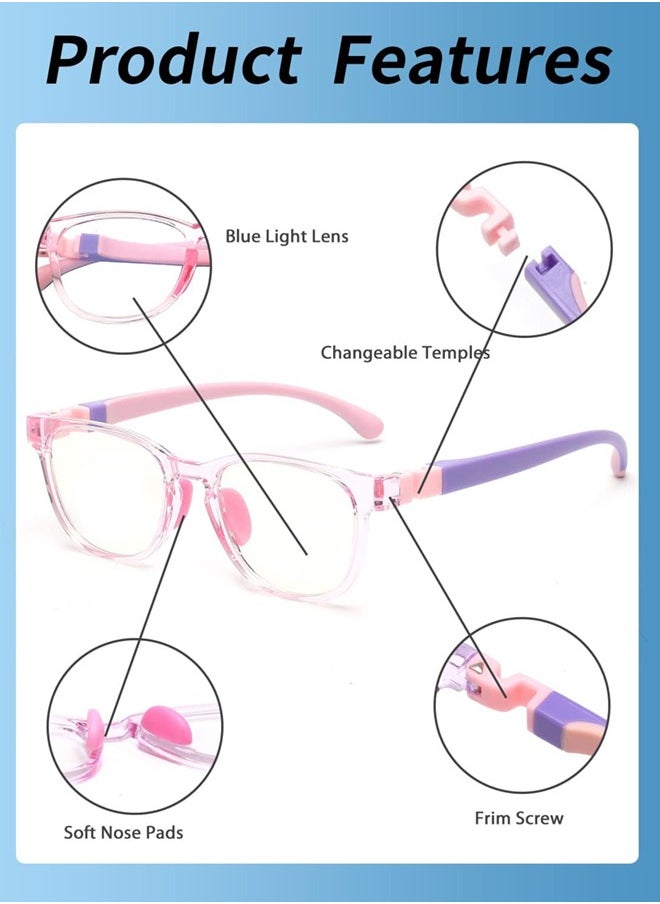 AZorb Kids Blue Light Blocking Glasses Silicon Material Anti Eyestrain UV Blocking Reading Glasses Gaming Computer Eyeglasses Light Weight Frame for Kids 3 to10 Year Old Pink  - Image 2