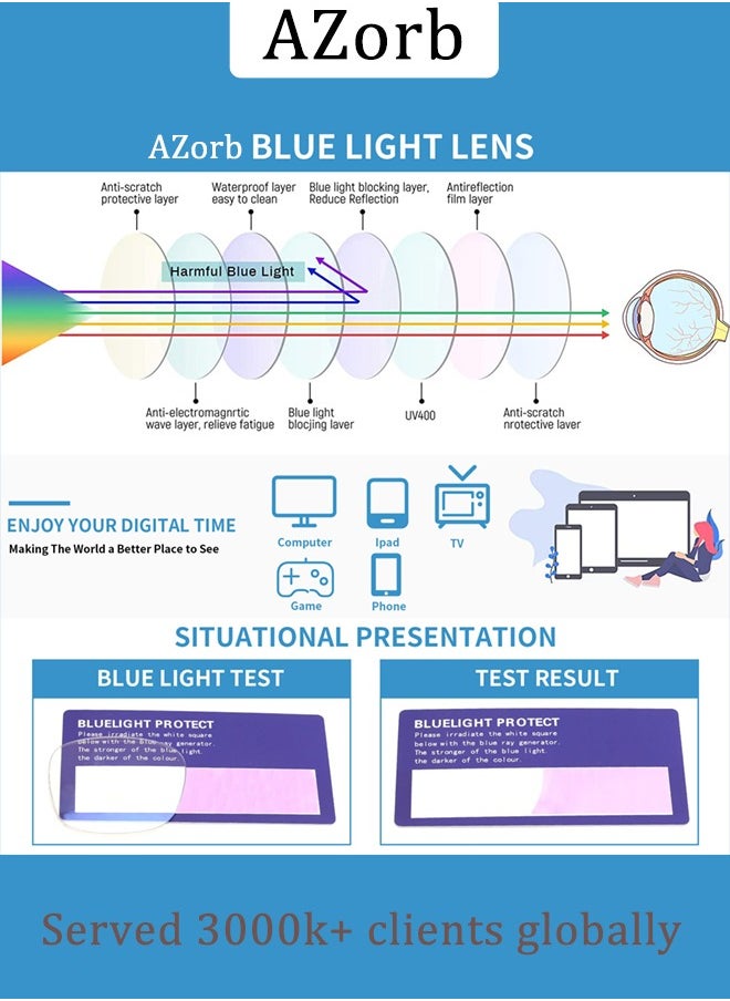 AZorb Kids Blue Light Blocking Glasses Silicon Material Anti Eyestrain UV Blocking Reading Glasses Gaming Computer Eyeglasses Light Weight Frame for Kids 3 to10 Year Old Pink  - Image 3