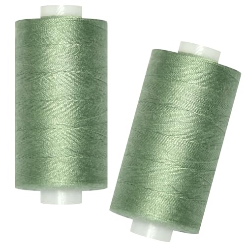 QCZKB All Purpose Sewing Thread2 Spools of Hand Polyester Sewing Thread for Sewing Machine for Hand and Machine SewingCeladon Green 2 spools - Image 1