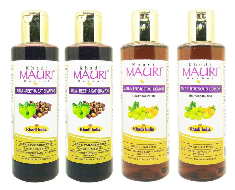 Khadi Mauri Amla Reetha Amla Hibiscus Lemon Shampoo Pack of 4 840 ml - Image 1