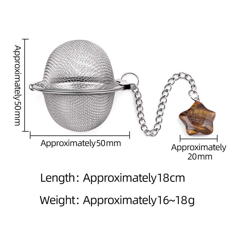 LHJ 5 Pcs Tea Filter Stainless Steel with Star Crystal Energy Stone Tea Strainers with Fine Mesh Extend Chain Hook Tea Ball Infuser for Loose Tea Leaves Spices Seasonings - Image 3