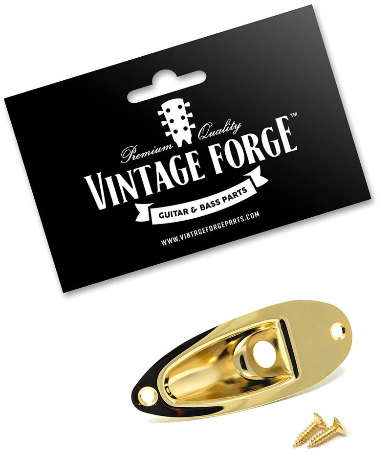 Vintage Forge Gold Jack Plate for Fender Stratocaster Strat Guitar Recessed Output Jackplate JP110-GLD - Image 2