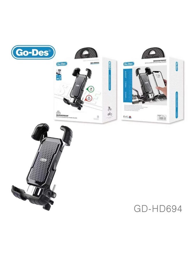 Go-Des 360° Shockproof Phone Holder for Motorcycle & Bicycle – Adjustable Mobile Mount - Image 2