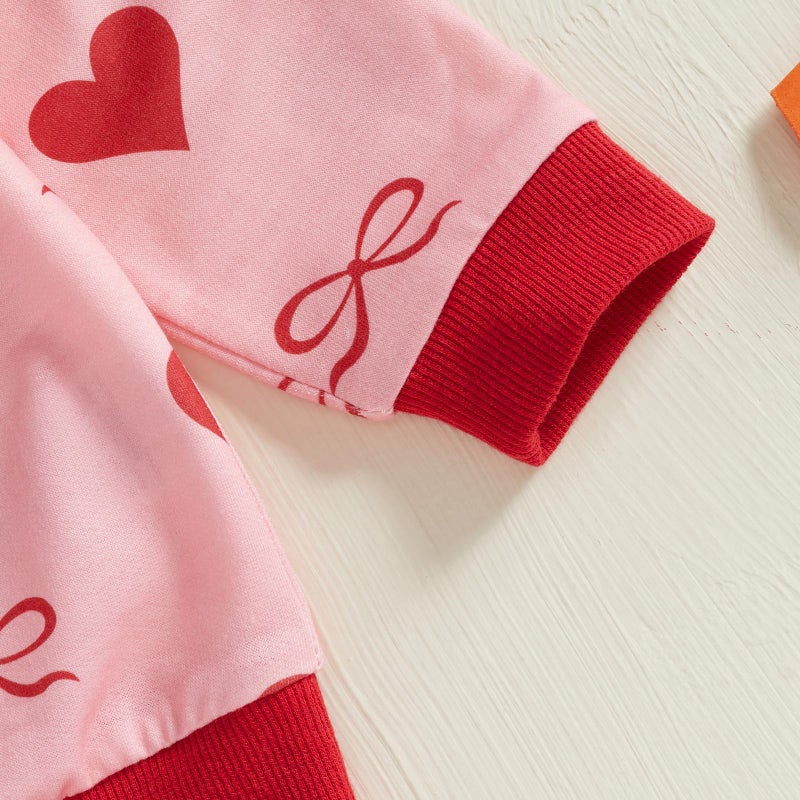 DuAnyozu Baby Girl Valentines Outfit Winter Clothes Heart Print Long Sleeve Sweatshirts Pants Toddler Infant Clothing (d-Red, 0-6 Months) - Image 4