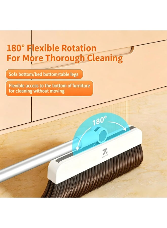 ZOLELE Click to see full view ZOLELE 3-in-1 Broom and Dustpan Set, 180° Rotatable Floor Brush with Dense Bristles Household Broom, Built-in Scraper & Detachable Silicone Wiper for Home Kitchen Bathroom Floor Cleaning - Image 4