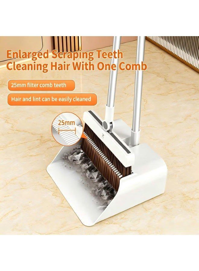 ZOLELE Click to see full view ZOLELE 3-in-1 Broom and Dustpan Set, 180° Rotatable Floor Brush with Dense Bristles Household Broom, Built-in Scraper & Detachable Silicone Wiper for Home Kitchen Bathroom Floor Cleaning - Image 5