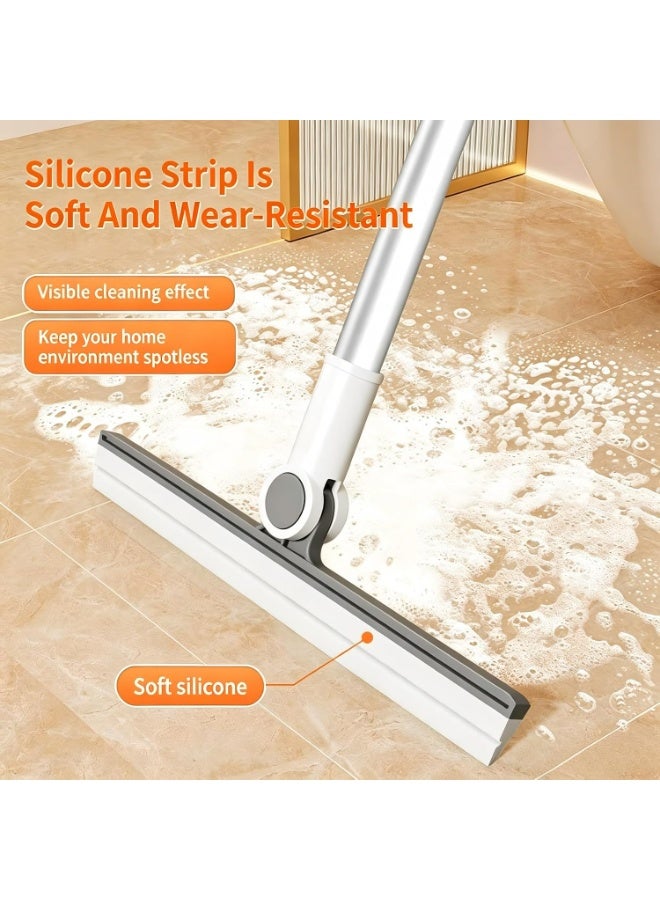 ZOLELE Click to see full view ZOLELE 3-in-1 Broom and Dustpan Set, 180° Rotatable Floor Brush with Dense Bristles Household Broom, Built-in Scraper & Detachable Silicone Wiper for Home Kitchen Bathroom Floor Cleaning - Image 2