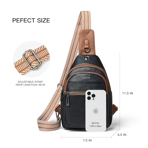 LATMAP 7L Sling Bag For Women Faux Leather Anti Theft Small Casual Daypack Backpack Fanny Pack Crossbody Chest Bags Purse Waterproof - Image 3