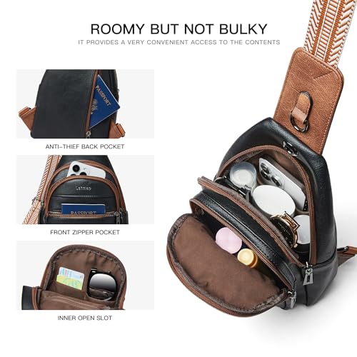 LATMAP 7L Sling Bag For Women Faux Leather Anti Theft Small Casual Daypack Backpack Fanny Pack Crossbody Chest Bags Purse Waterproof - Image 4
