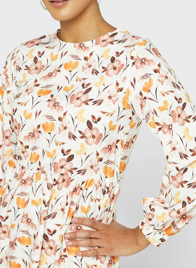 Khizana Tiered Asymmetrical Hem Printed Dress