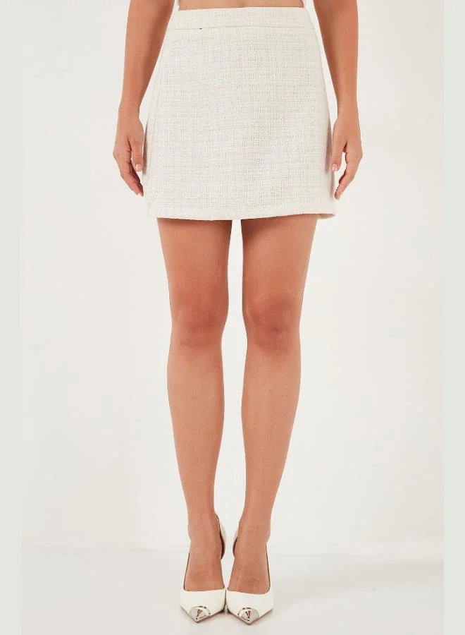 Lela Lela Cotton and Wool Blend Slim Fit Mini Length Tweed Skirt Women's SKIRT 611AU086