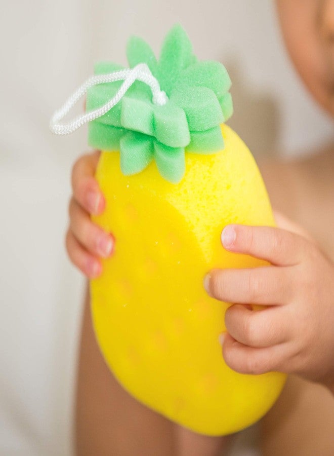 Piggy Button Pineapple Shape Bath Shower Sponge/Scrubber Sponge for All, Baby, Kid, Toddler (Pineapple [3-Pack]) - Image 3