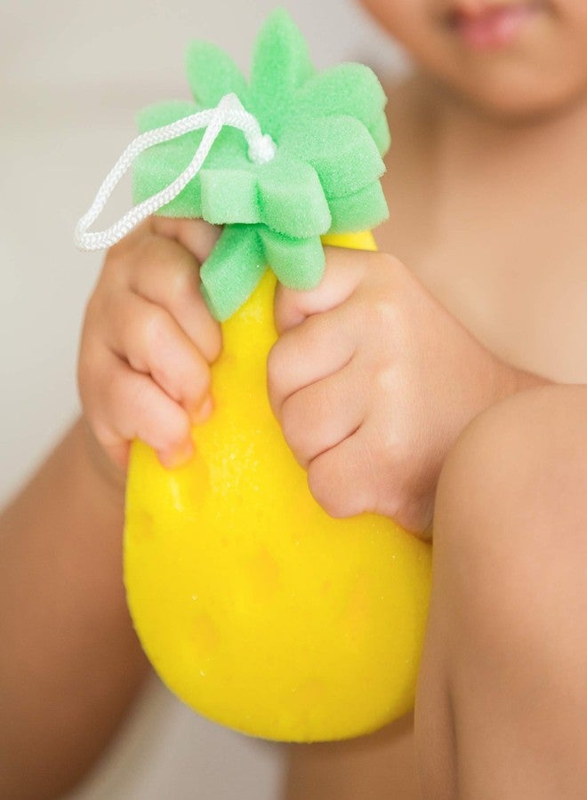 Piggy Button Pineapple Shape Bath Shower Sponge/Scrubber Sponge for All, Baby, Kid, Toddler (Pineapple [3-Pack]) - Image 4