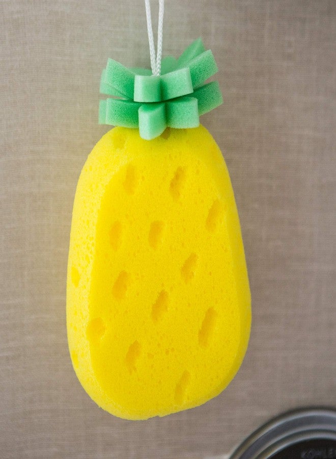 Piggy Button Pineapple Shape Bath Shower Sponge/Scrubber Sponge for All, Baby, Kid, Toddler (Pineapple [3-Pack]) - Image 2