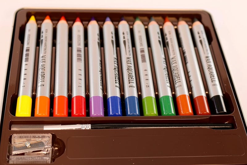 KOH-I-NOOR 8282 Aquarell Coloured Fine Wax Pastels in Tin (Pack of 12) - Image 4