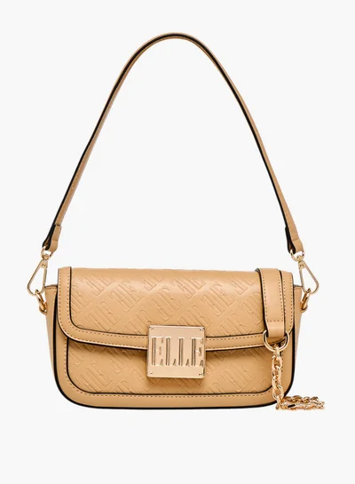 ELLE Monogram Embossed Shoulder Bag with Detachable Chain Strap