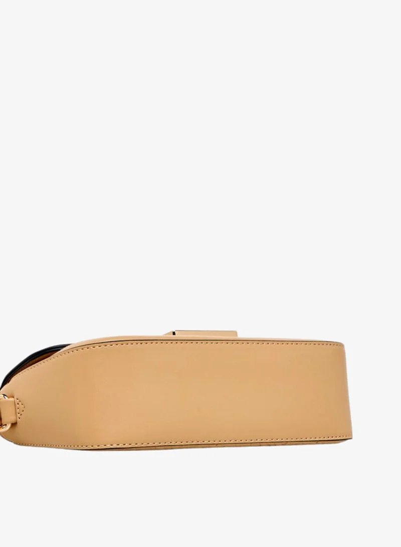 ELLE TAUPE Monogram Embossed Shoulder Bag with Detachable Chain Strap for Women | Best Price UAE