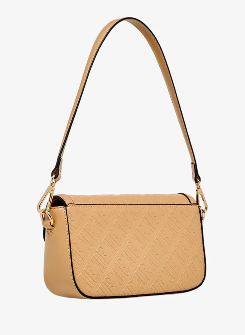 ELLE TAUPE Monogram Embossed Shoulder Bag with Detachable Chain Strap for Women | Best Price UAE